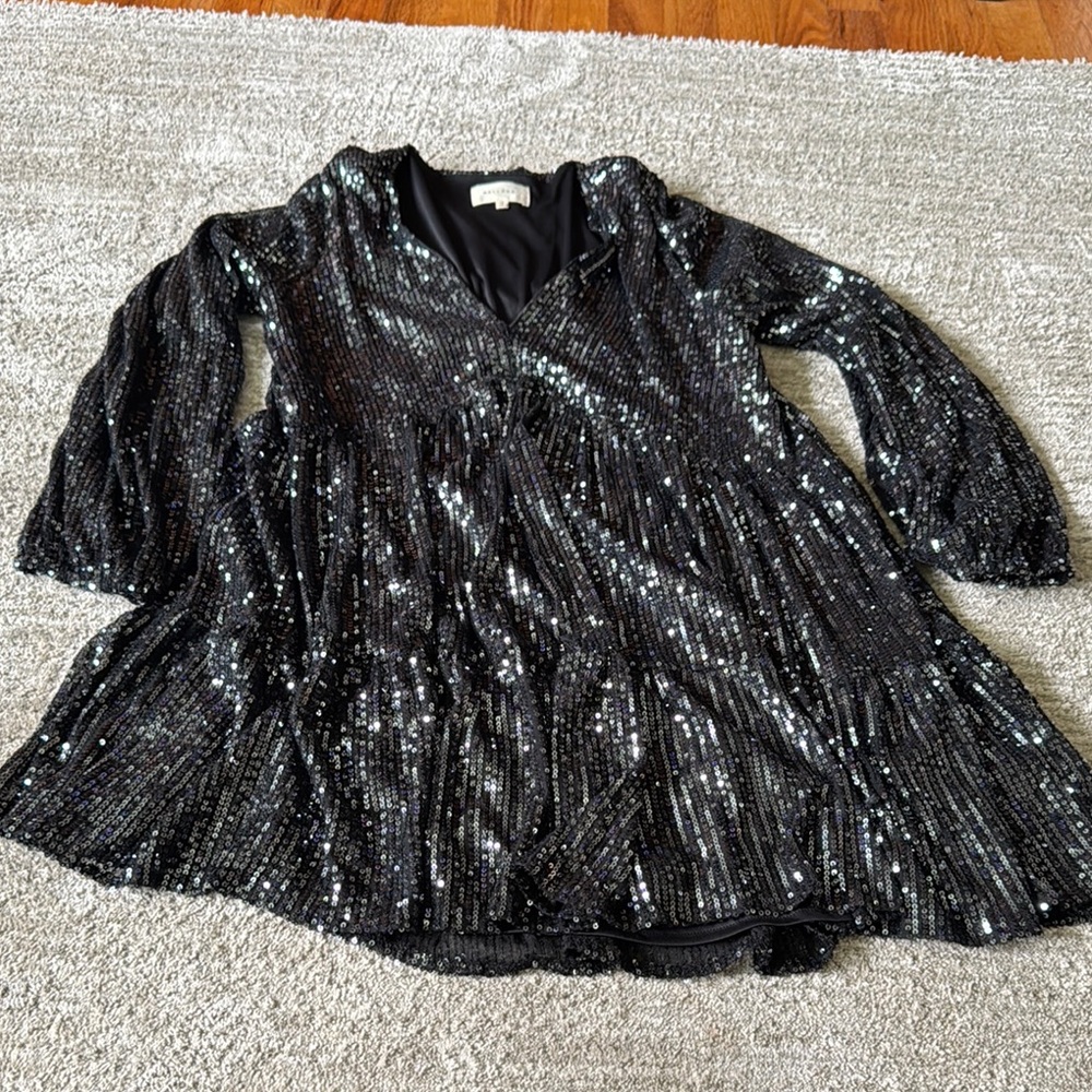MELLODAY Black Sequin Mini Dress